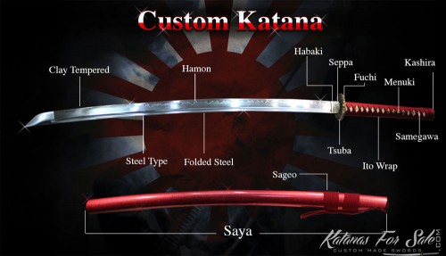 Ito rojo oscuro y negro de piel de raya Tsuka Mango Katate Maki para Samurai Katana Espada 