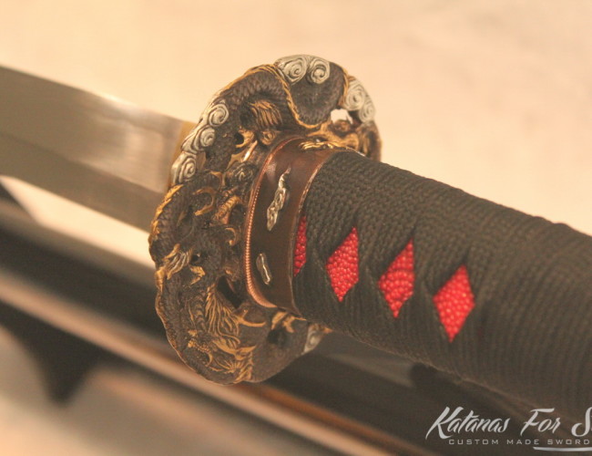 T10 Clay Tempered Carbon Steel Katana HQ Copper Fittings Ray Skin