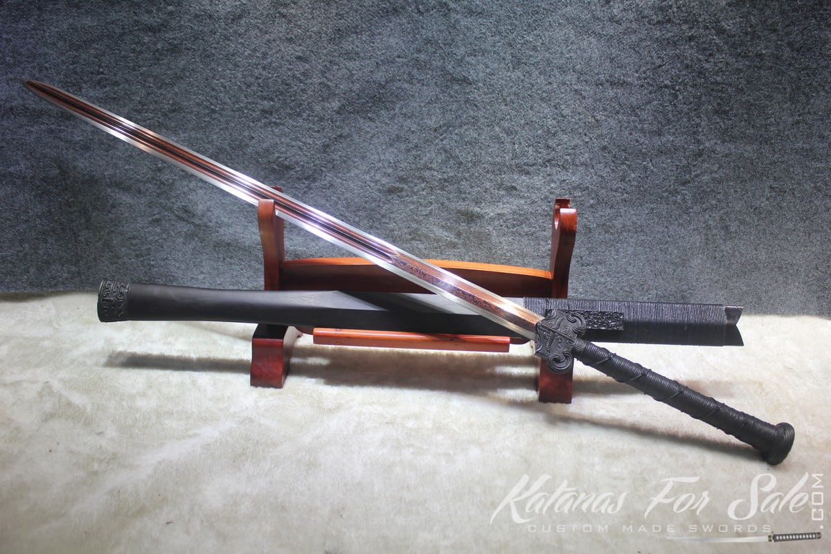Handmade Chinese Sharp 1060 Manganese Steel Kung Fu Sword Jian Rosewood Scabbard 
