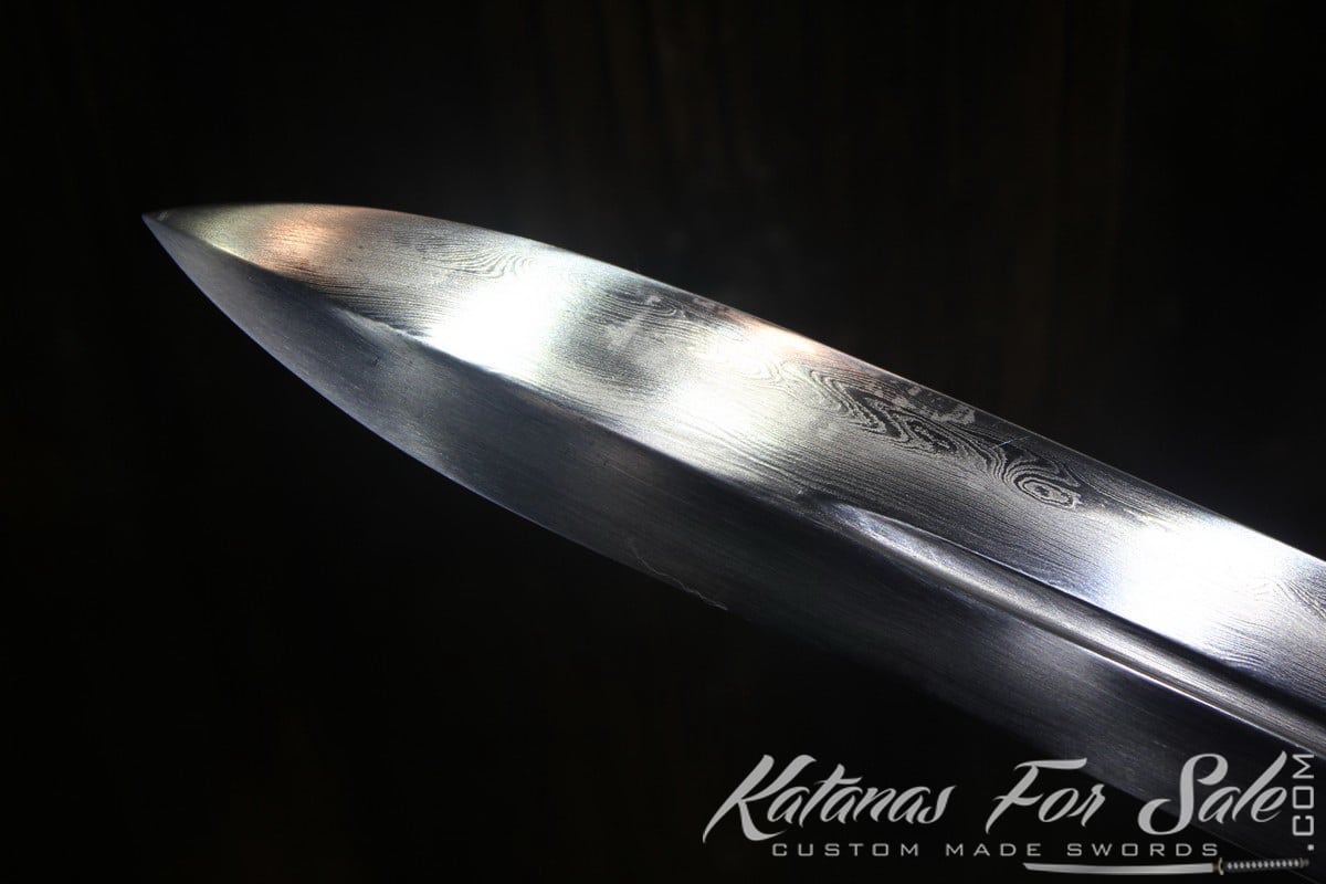 Japanese White Kumo T10 Folded Steel Double Edge Katana Samurai Sword Full Tang 