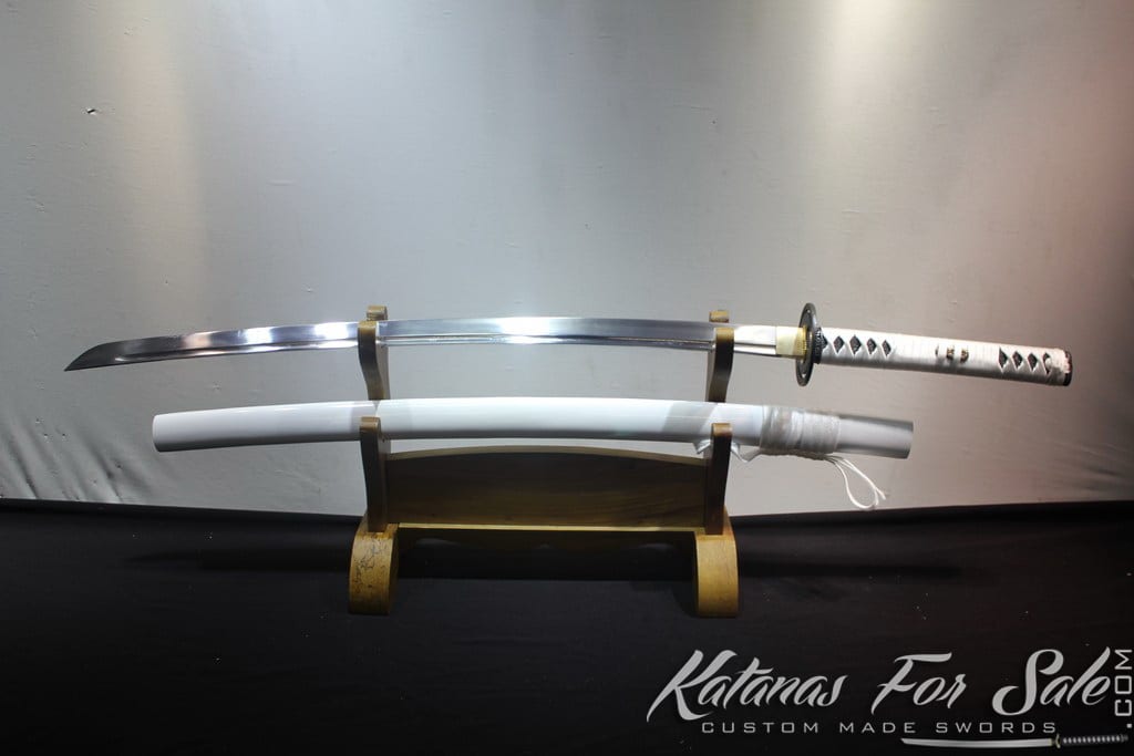 1060High Carbon Steel Man Made JP Samurai Sword Katana White Sheath Full Tang 